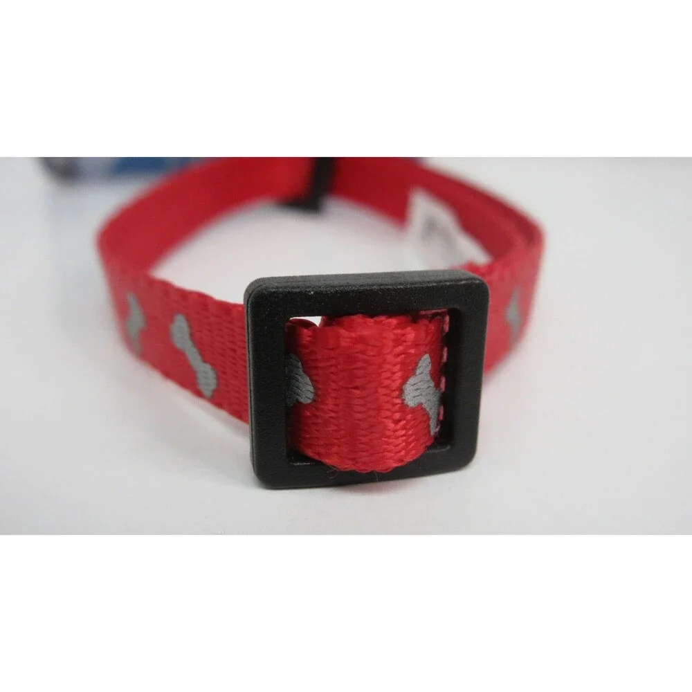 Vibrant Life Dog Collar Small Red Reflective Adjustable Polyester 8